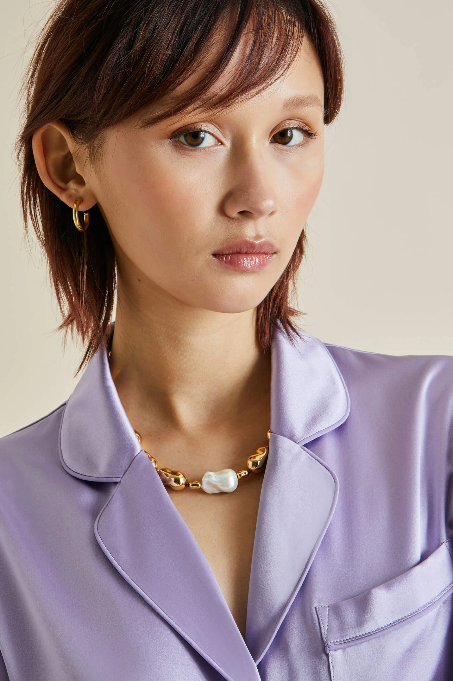 Coco Lilac Silk Satin Pajamas - Image 5