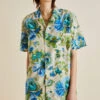 Emeli Jasmine Blue Floral Cotton-Silk Pajamas
