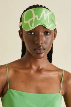 Beauvoir Green Signature Silk Twill Eye Mask
