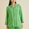 Fifi Green Silk Crêpe De Chine Pajamas