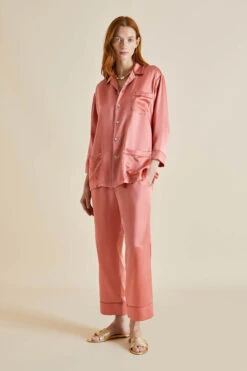 Fifi Rose Pink Silk Satin Pajamas