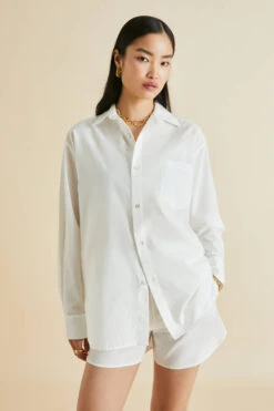Kick Ivory White Cotton-Silk Pajamas