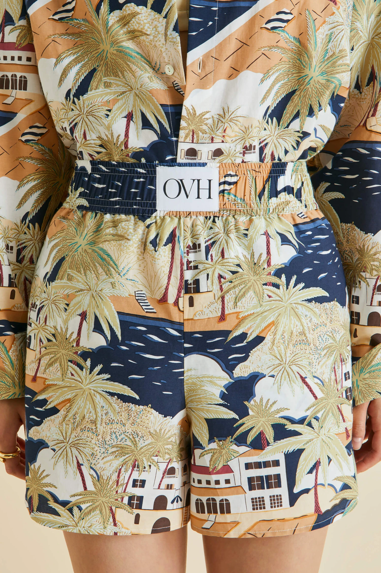 Kick Ponche Navy Palm Cotton-Silk Pajamas - Image 7