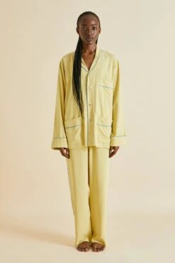 Laurent Yellow Silk Habotai Pajamas