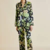Lila Alkonist Black Floral Silk Satin Pajamas