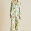 Lila Adisorn Cream Floral Silk Satin Pajamas