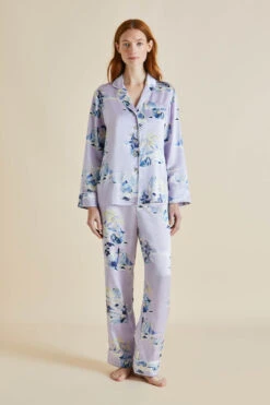 Lila Verandah Lilac Mountainscape Silk Satin Pajamas