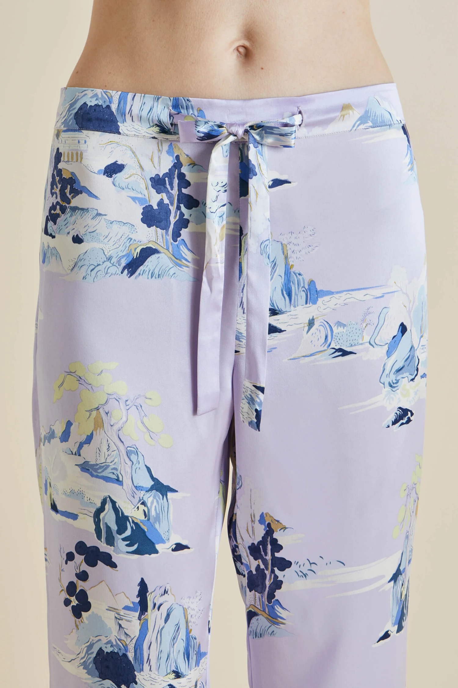Lila Verandah Lilac Mountainscape Silk Satin Pajamas - Image 6