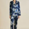 Lila Voyage Navy Mountainscape Silk Satin Pajamas