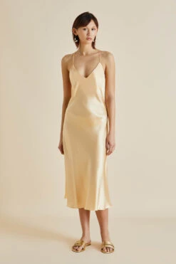 Mossy Bellini Orange Silk Satin Slip Dress