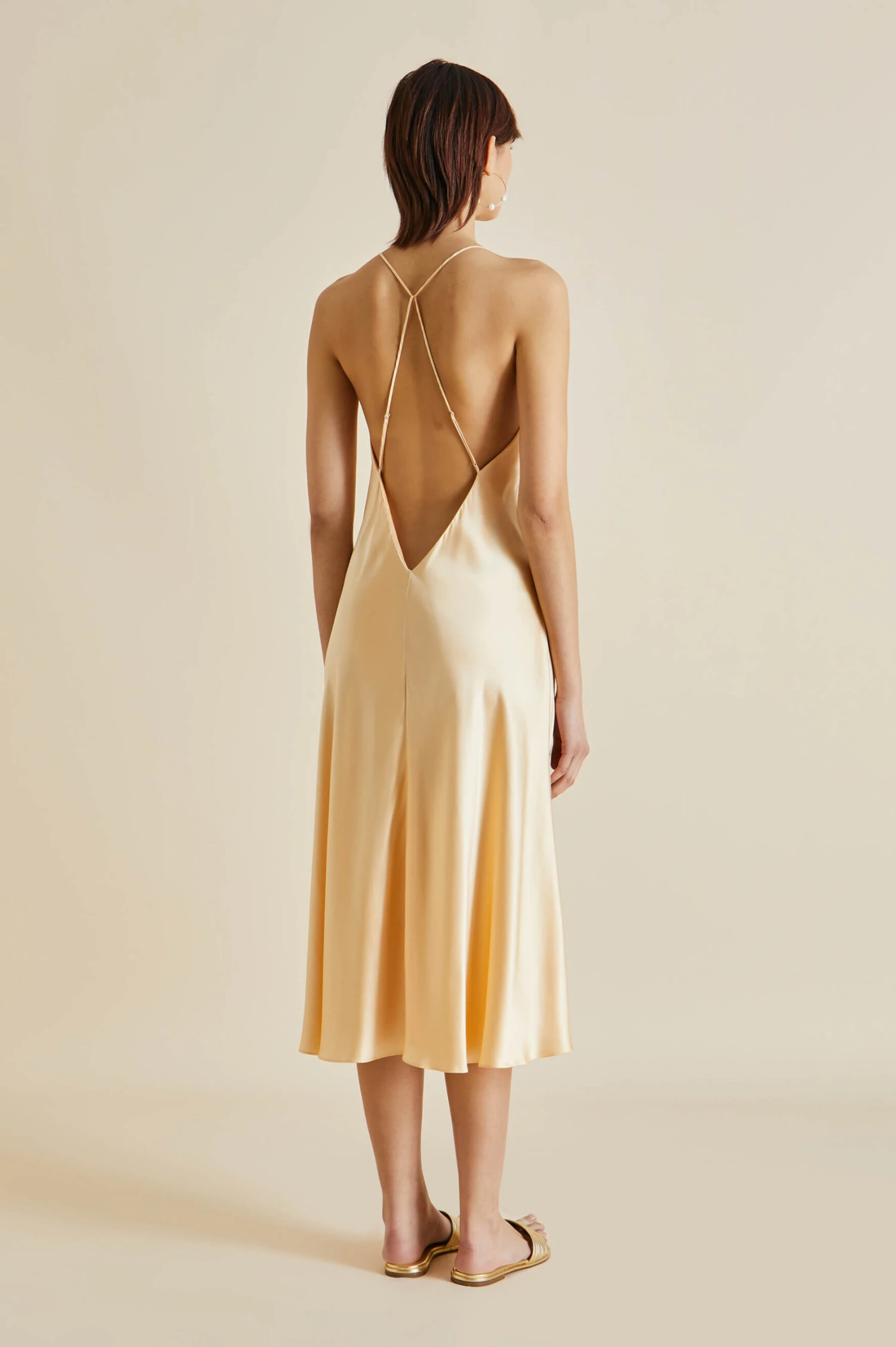 Mossy Bellini Orange Silk Satin Slip Dress - Image 4