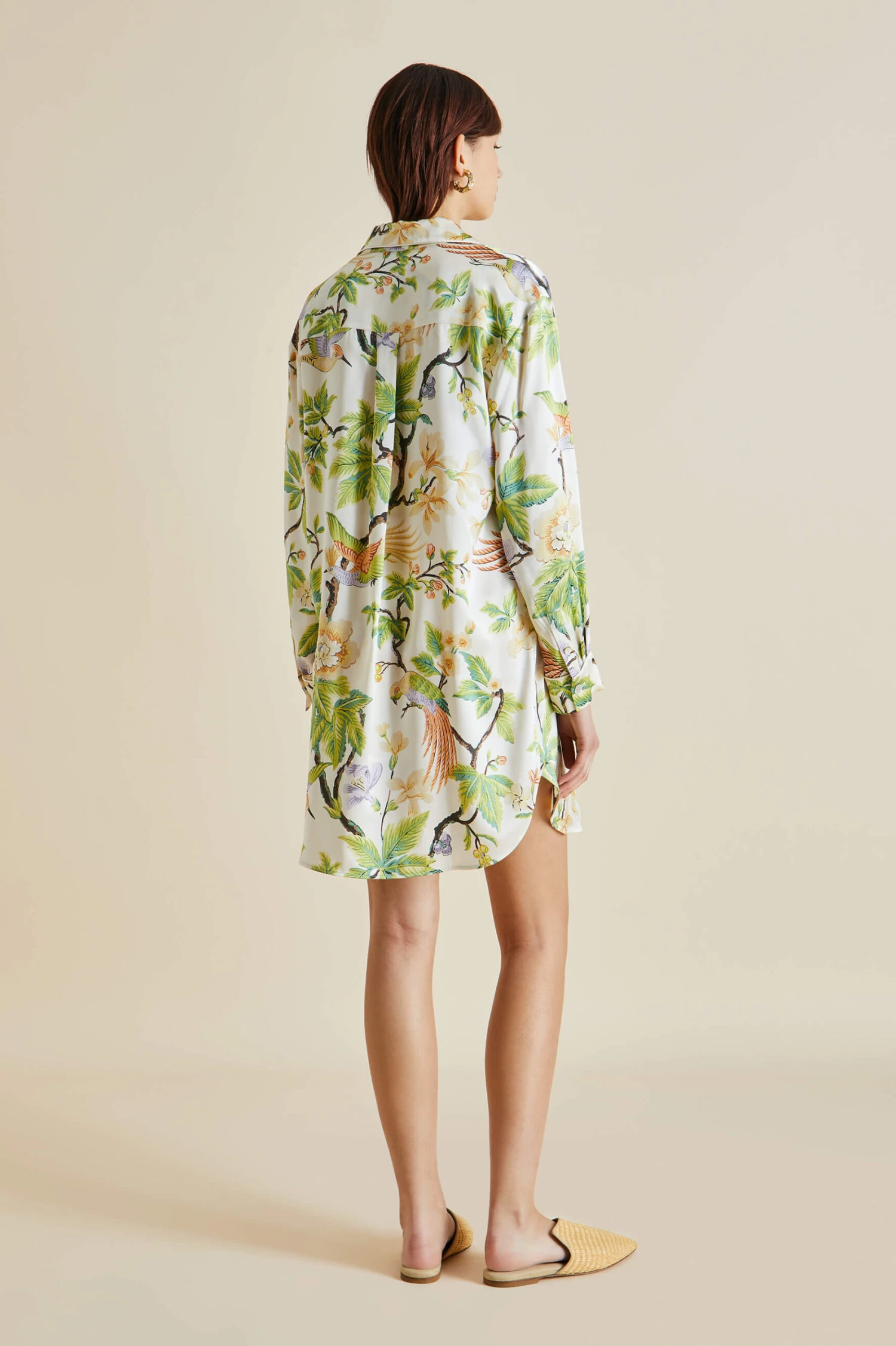 Poppy Adisorn Cream Floral Silk Satin Nightshirt - Image 4
