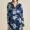 Poppy Voyage Navy Mountainscape Silk Satin Nightshirt