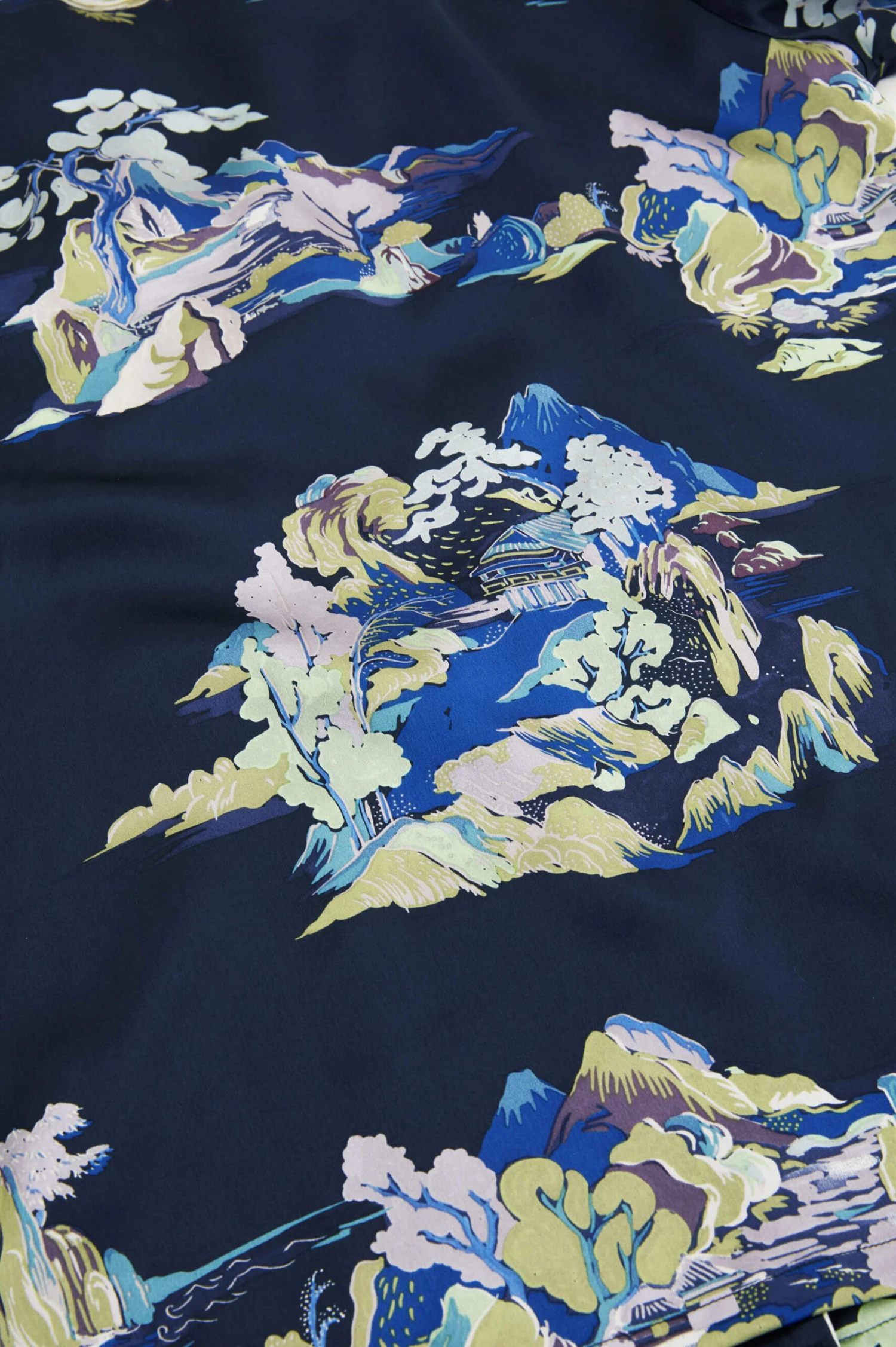 Poppy Voyage Navy Mountainscape Silk Satin Nightshirt - Image 6