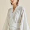 Queenie Ivory White Silk Crêpe De Chine Robe