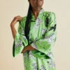 Queenie Deneuve Green Zebra Silk Satin Robe