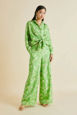 Wolfe Beauvoir Green Signature Silk Twill Pajamas