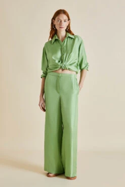 Wolfe Seafoam Green Silk Twill Pajamas
