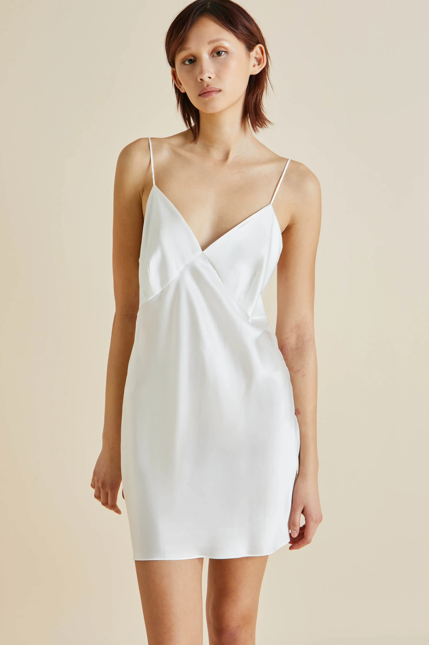 Xena Ivory White Silk Satin Slip Dress - Image 5