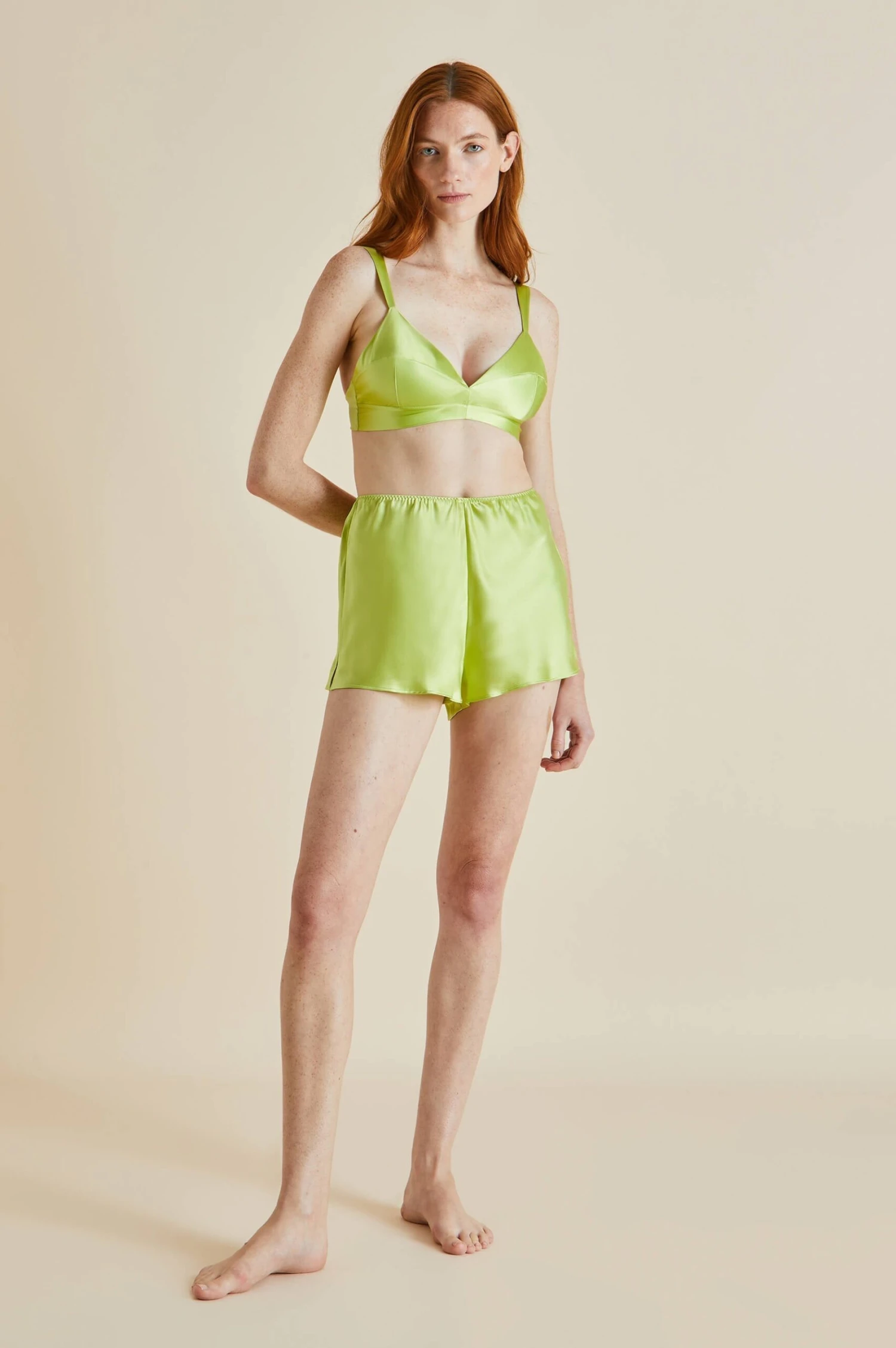 Zsa Zsa Palm Green Silk Satin Bralette Set - Image 3