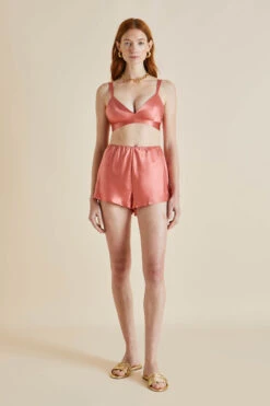 Zsa Zsa Rose Pink Silk Satin Bralette Set