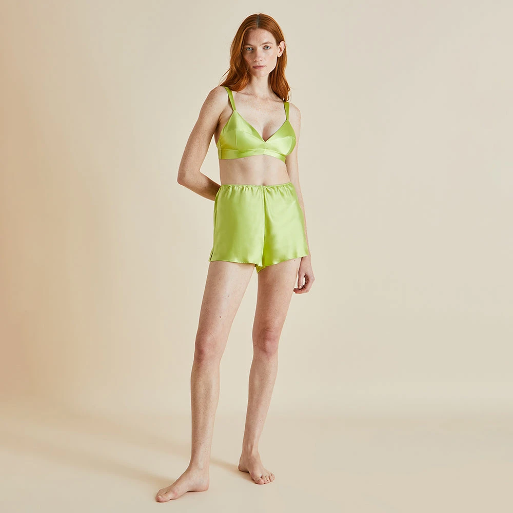 Zsa Zsa Palm Green Silk Satin Bralette Set - Image 2