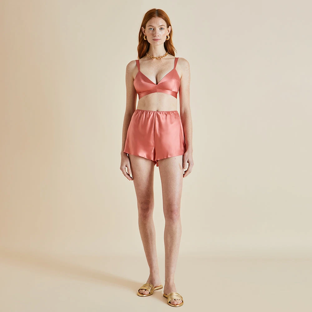 Zsa Zsa Rose Pink Silk Satin Bralette Set - Image 2